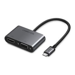 Adaptador USB-C a HDMI+VGA con PD Negro