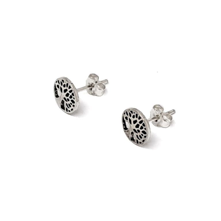 Aros Arbol De La Vida Mini Plata Fina 925 Plateado TALLA UNICA