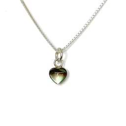 Collar Corazon Abalone Mini Plata Fina 925 Plateado TALLA UNICA