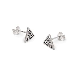 Aros Triangulo Ojo Horus Plata Fina 925 Plateado TALLA UNICA