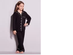 PIJAMA NINA LARGO NEGRO CON BLANCO VISCOSA Blanco 6