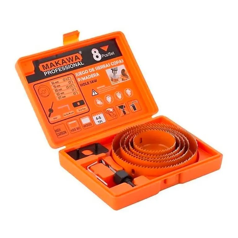 Juego Hoja Broca Sierra Copa Para Madera 8 Piezas