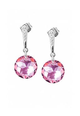 Aros Gracia Plata 925 creado con cristales de Swarovski Light Rose Rosa TALLA UNICA