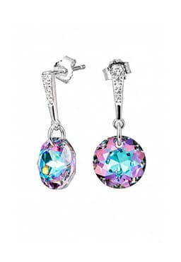 Aros Gracia Plata 925 creado con cristales de Swarovski Vitral Light Violeta TALLA UNICA