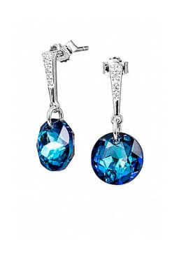 Aros Gracia Plata 925 creado con cristales de Swarovski Bermuda Blue Azul TALLA UNICA