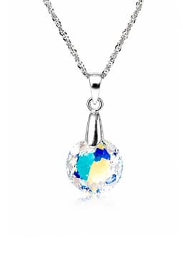 Collar Gracia Plata 925 creado con cristales de Swarovski Aurora Boreal Blanco TALLA UNICA