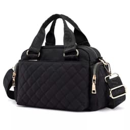 Bolso Cruzado Mujer Acolchado Bandolera y Mano Multiples Bolsillos Uso Diario Negro TALLA UNICA