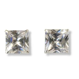 Aros Circon Cuadrado Blanco Plata Fina 925 Blanco 5
