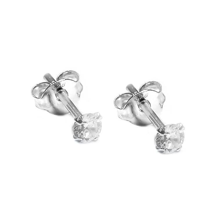 Aros Circon Blanco Solitario Plata Fina 925 Blanco 3