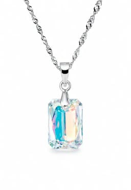 Collar Gran Estefania Plata 925 creado con cristales de Swarovski Aurora Boreal Blanco TALLA UNICA