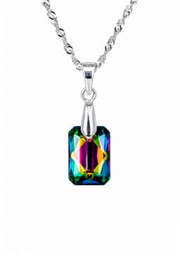 Collar Estefania Plata 925 creado con cristales de Swarovski Vitral Medium Verde TALLA UNICA