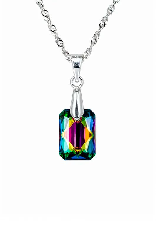Collar Estefania Plata 925 creado con cristales de Swarovski Vitral Medium Verde TALLA UNICA