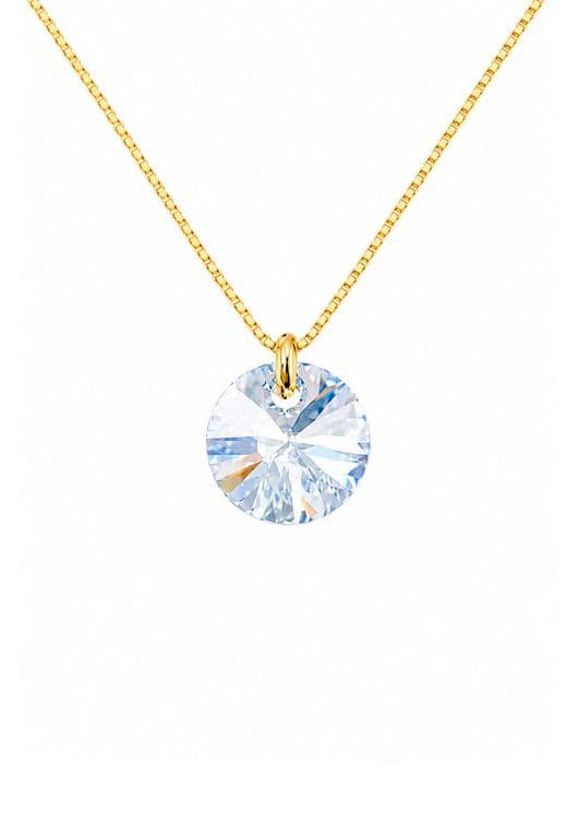 Collar Punto de Luz Gold 24K creado con cristales de Swarovski Blue Shade Celeste TALLA UNICA