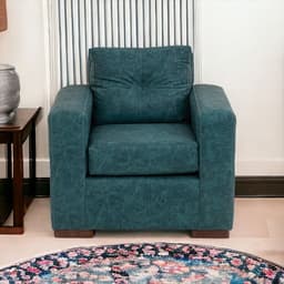 Sofa Franco 1 Cuerpo Cuero Auris Azul Petroleo