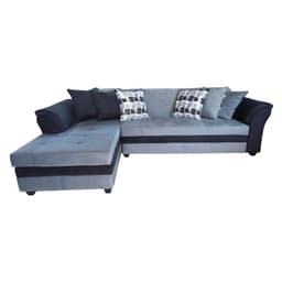 SECCIONAL FELPA MUSTANG GRANDE IZQUIERDO GRIS OSCURO BRAZO FELPA NEGRO