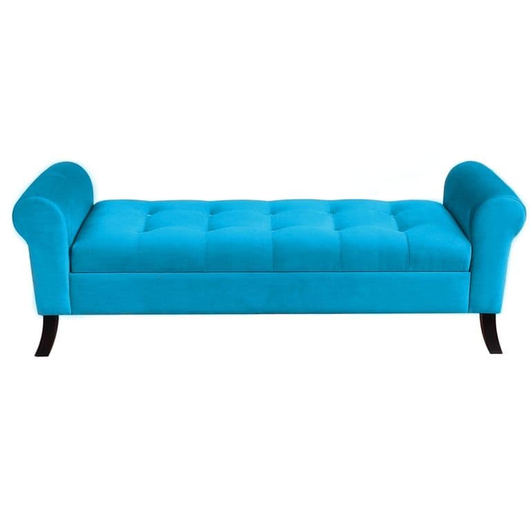 Banqueta Baul Alejandria Color Turquesa Tamano King 170x45x60cm