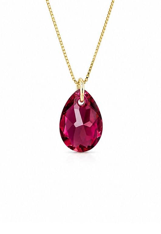 Collar Gota de Luz Gold 24k creado con cristales de Swarovski Scarlet Rojo TALLA UNICA