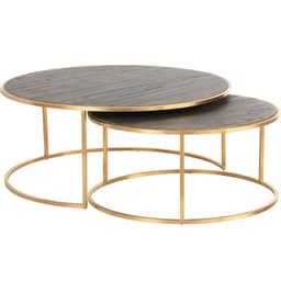 Set Mesas de Centro Norman de madera de olmo y acero 41x96x96