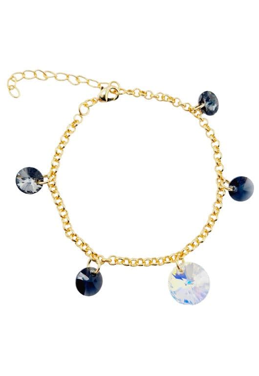 Pulsera Nepal Gold 24k creado con cristales de Swarovski Silver Night Dorado TALLA UNICA