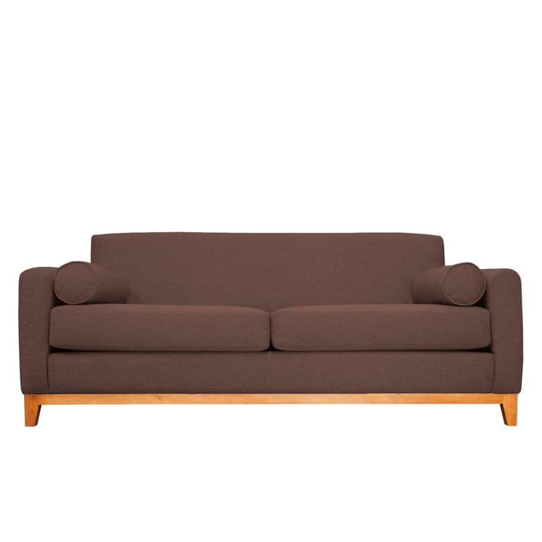 SOFA MELI CHENILLE TIPO LINO CAFE 3 CUERPOS