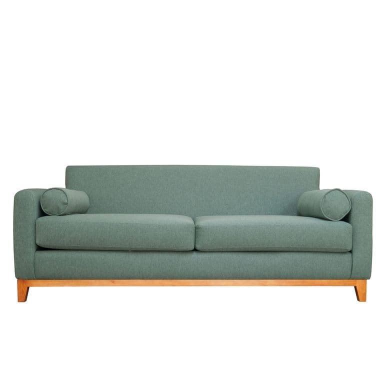 SOFA MELI CHENILLE TIPO LINO VERDE 2 CUERPOS