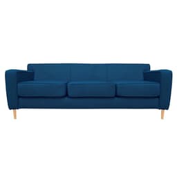 SOFA LILEN CHENILLE TIPO LINO AZUL 3 CUERPOS