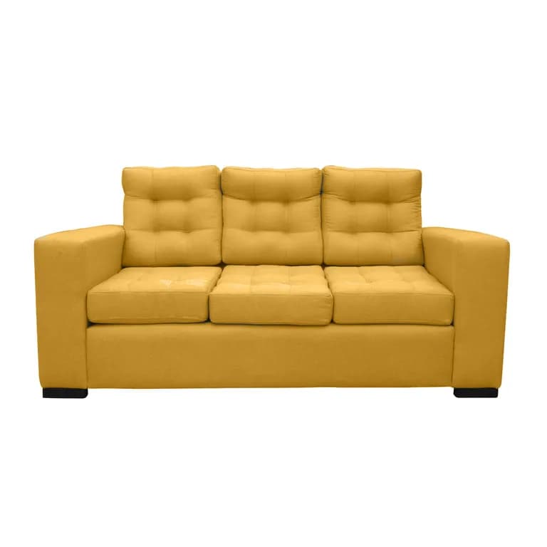 SOFA ANTU CHENILLE TIPO LINO AMBARINO 3 CUERPOS Amarillo