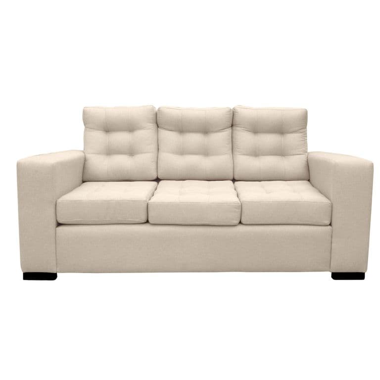 SOFA ANTU CHENILLE TIPO LINO BEIGE 3 CUERPOS
