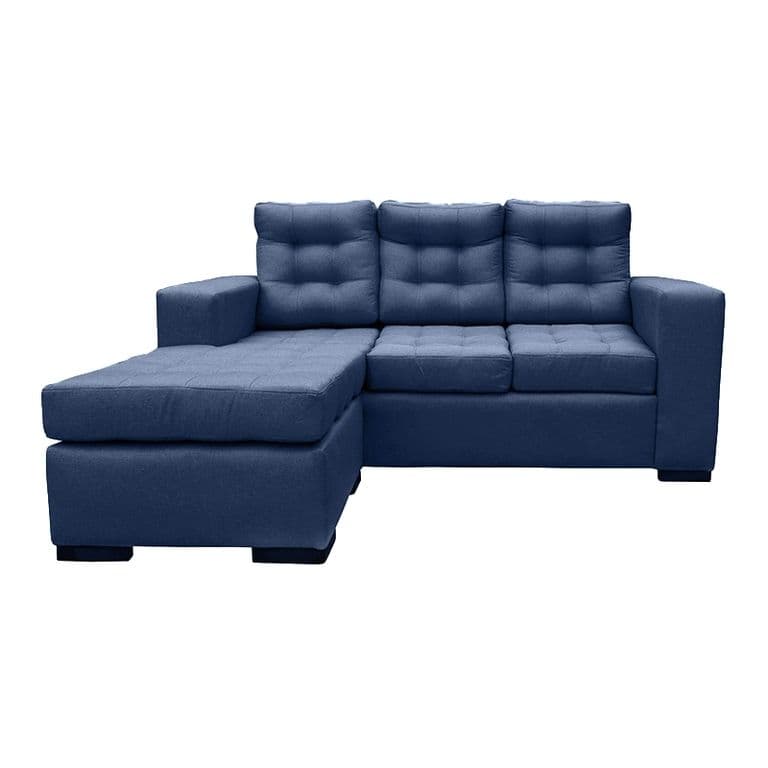 SECCIONAL ANTU CHENILLE TIPO LINO AZUL 3 CUERPOS
