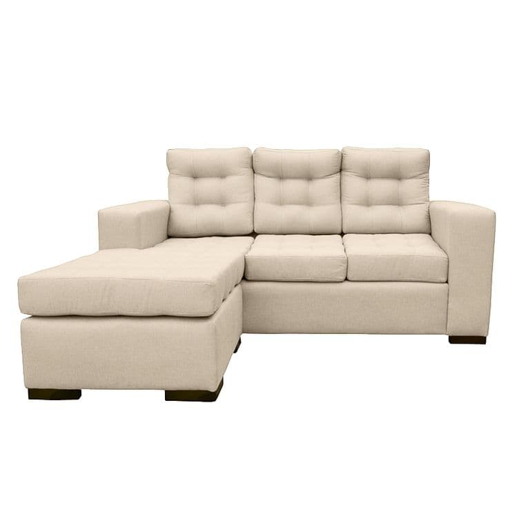 SECCIONAL ANTU CHENILLE TIPO LINO BEIGE 3 CUERPOS