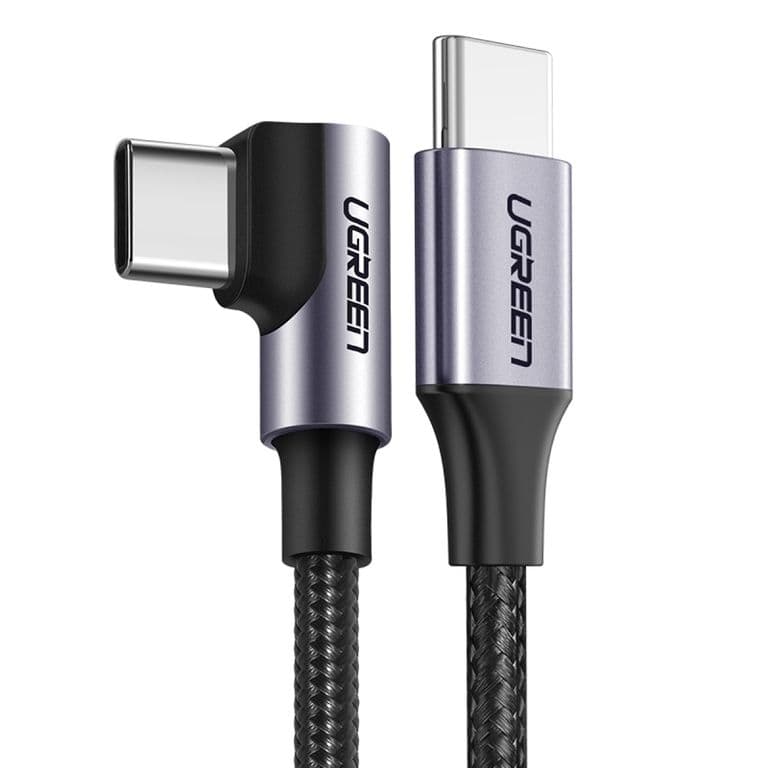 Cable USB-C 2.0 a USB-C 2.0 en angulo 3A trenzado 1m