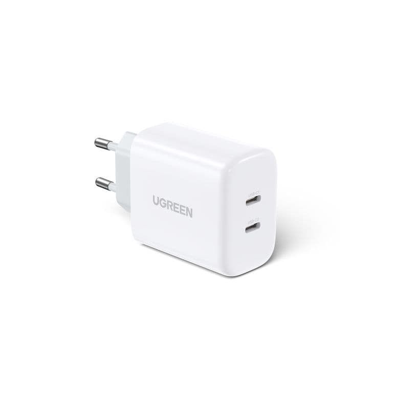 Cargador PD USB-C + USB-C 40W (20W+20W) Blanco