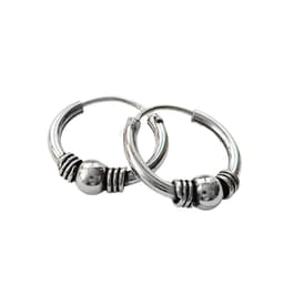 Aros Argolla Bali Mini Envejecida Plata Fina 925 Plateado TALLA UNICA