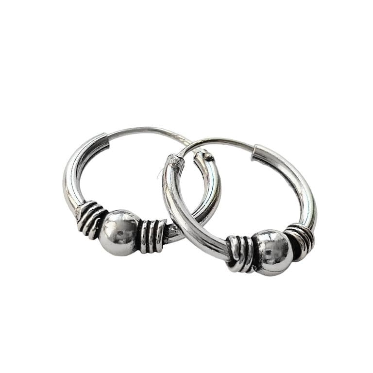 Aros Argolla Bali Mini Envejecida Plata Fina 925 Plateado TALLA UNICA