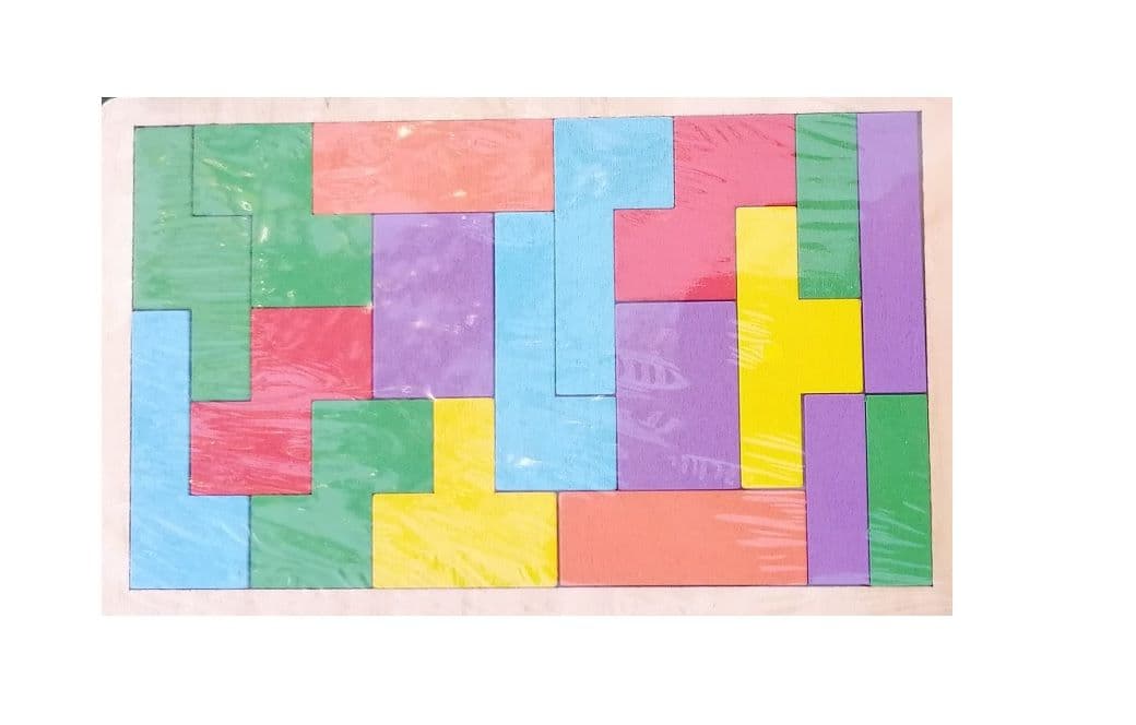 Tetris Portatil De Madera Rompecabezas Mediano