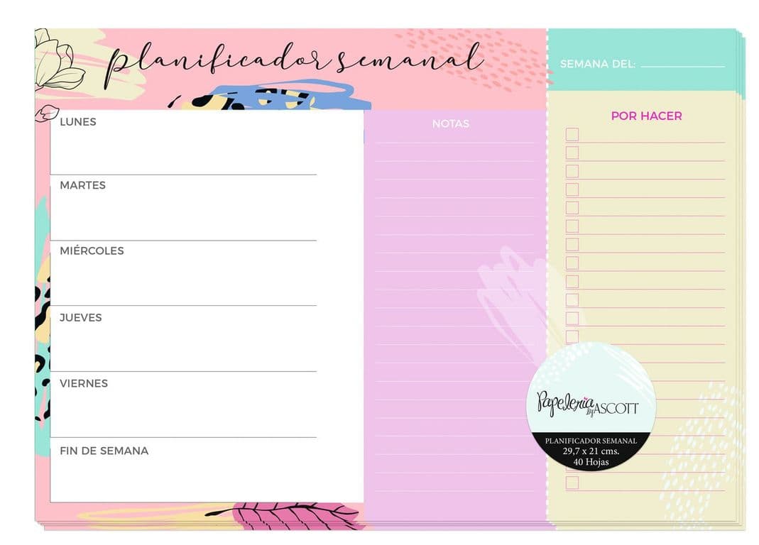 Calendario Agenda Planificador Semanal 40hj 297x21cm