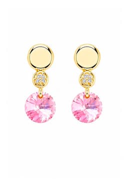 Aros Punto De Luz Gold 24K creado con cristales de Swarovski Rose Rosa TALLA UNICA