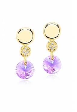 Aros Punto De Luz Gold 24K creado con cristales de Swarovski Violeta Violeta TALLA UNICA