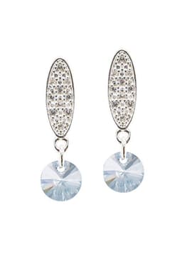 Aros Punto De Luz Bano Oro Blanco creado con cristales de Swarovski Blue Shade Celeste TALLA UNICA