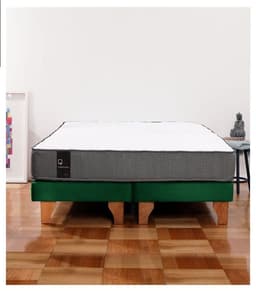 Cama Europea Zen Best 2 Plazas Colchon Resortes Base Dividida Tela Verde