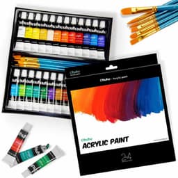 Set 24 Pinturas Acrilicas 12ml + 6 Pinceles