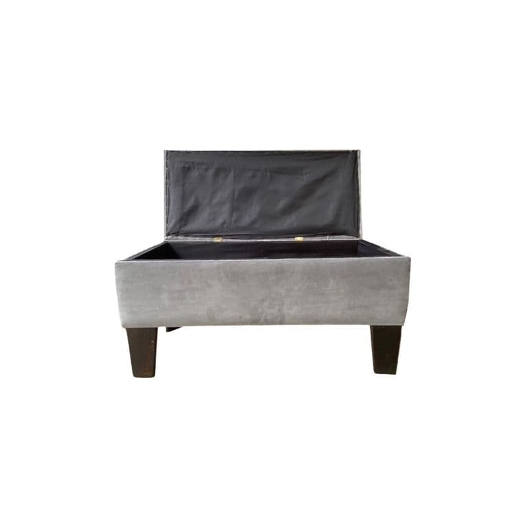 Banqueta Baul Hvm Gris Perla Felpa