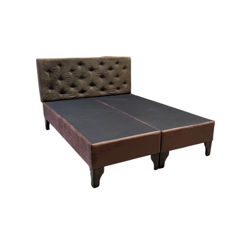 Base HVM Americana Dividida 2 Plazas Pmadera + Respaldo Cafe