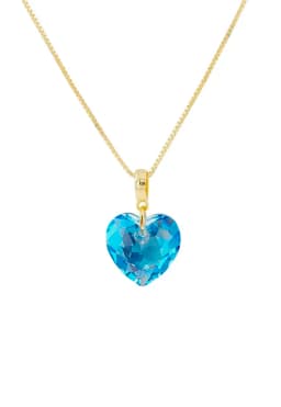 Collar Amor Gold 24K creado con cristales de Swarovski Aquamarine Celeste TALLA UNICA