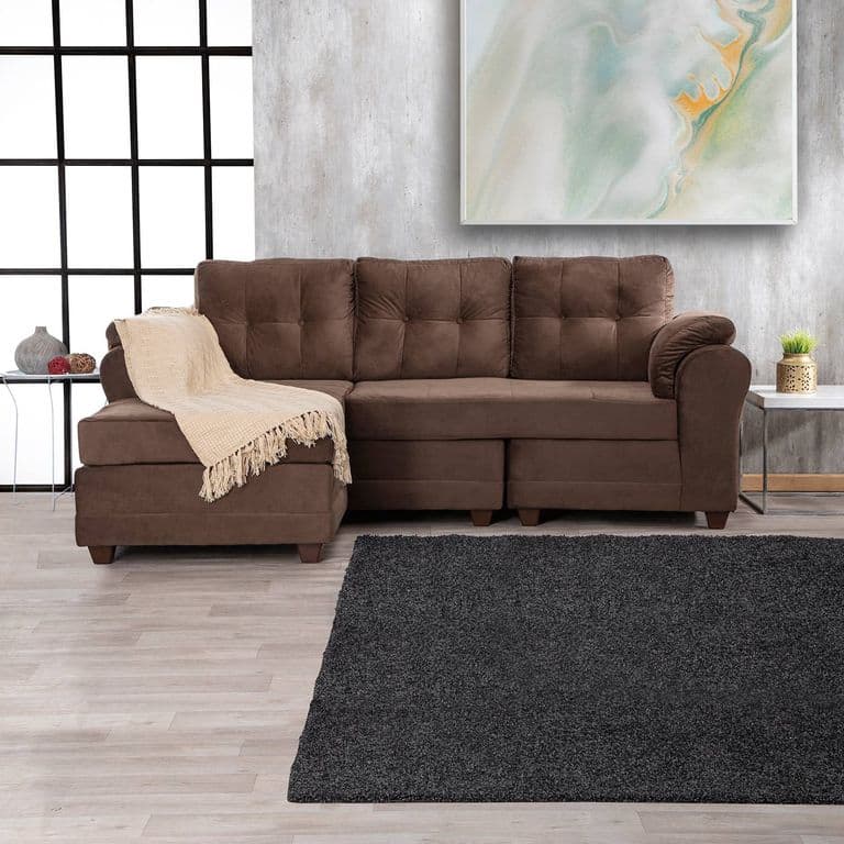 Sofa Seccional Intercambiable 3.1 Queen Felpa Cafe