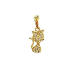 Colgante Gato Circon Blanco Mini Enchapado Oro 18K Dorado TALLA UNICA