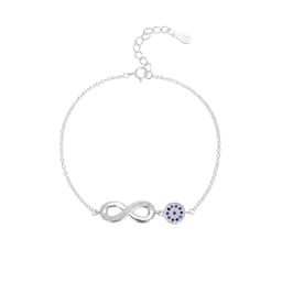 Pulsera Ojo Turco Infinito Circon Blanco Plata Fina 925 Plateado TALLA UNICA
