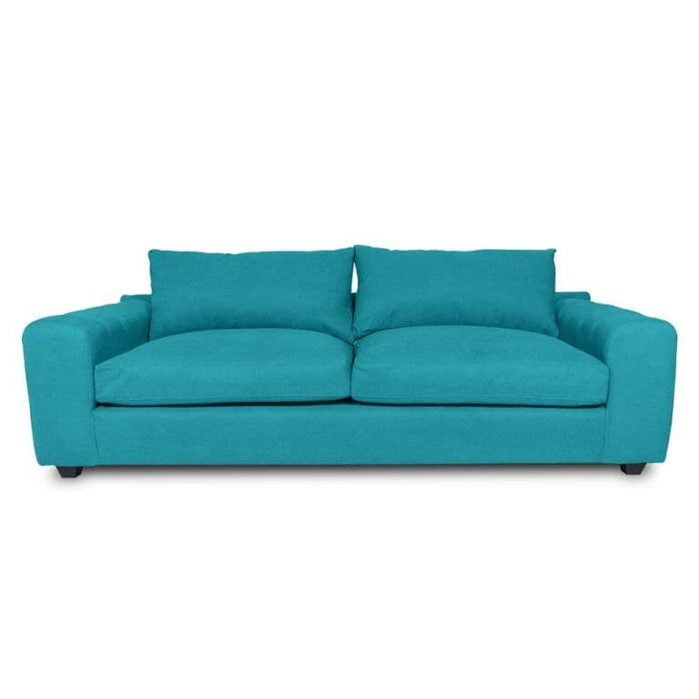 SOFA BRIANA CHENILLE TIPO LINO TURQUESA 2 CUERPOS