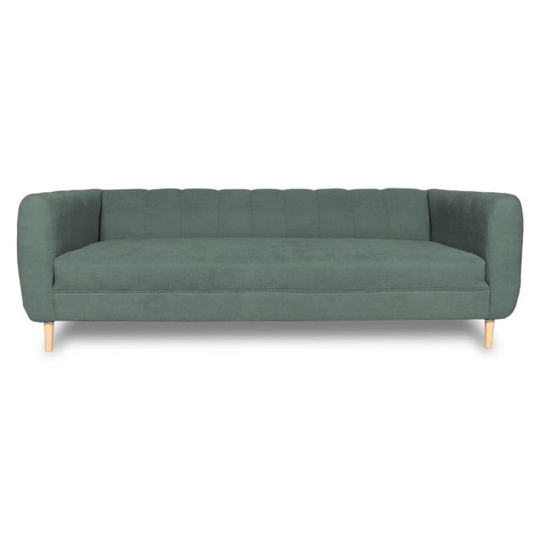 SOFA LYNETTE CHENILLE TIPO LINO VERDE 2 CUERPOS