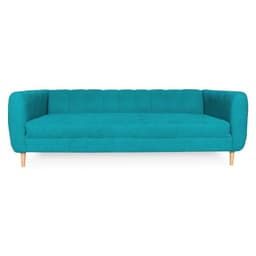 SOFA LYNETTE CHENILLE TIPO LINO TURQUESA 3 CUERPOS